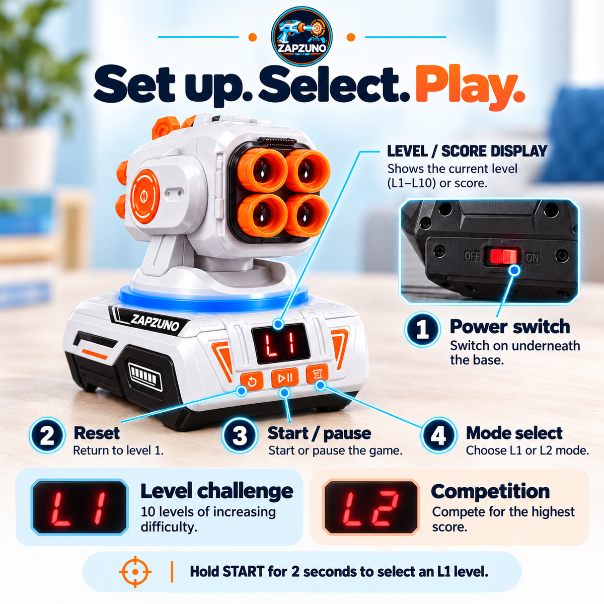 ZAPZUNO™ Interactive Laser Tag Projector Game Set