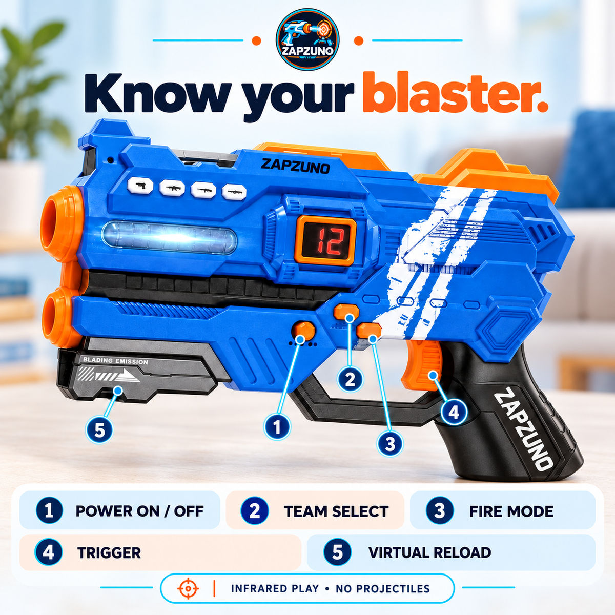 ZAPZUNO™ Interactive Laser Tag Projector Game Set